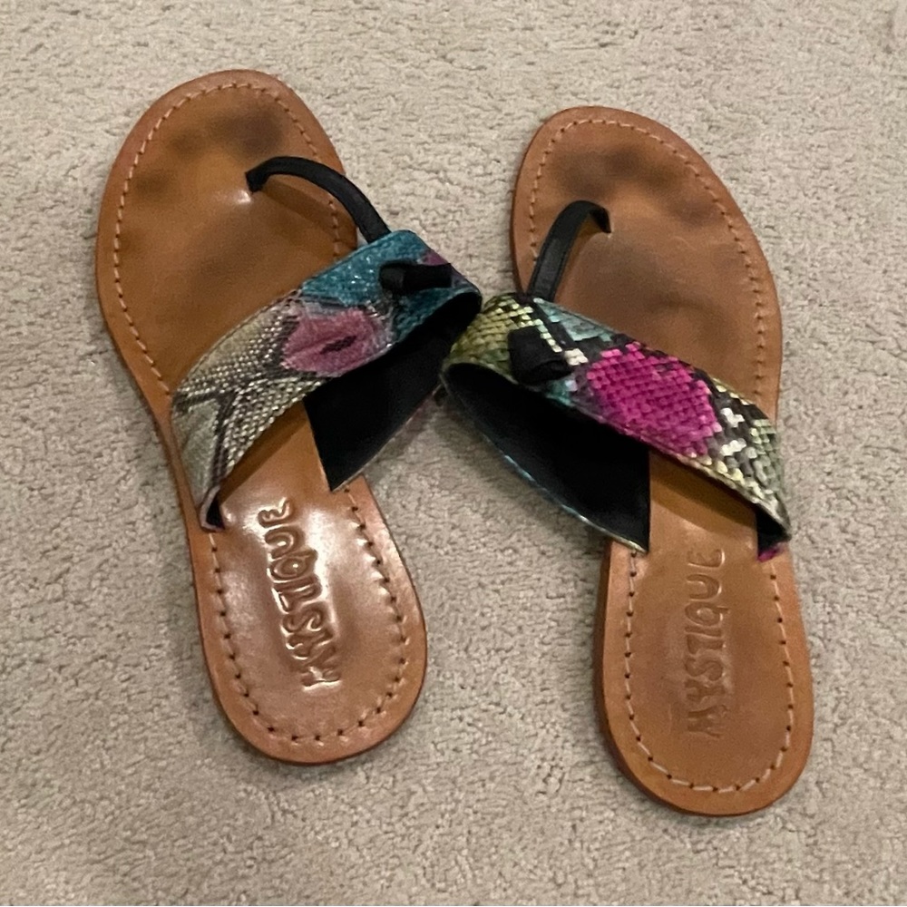 Women’s colored snake skin sandals